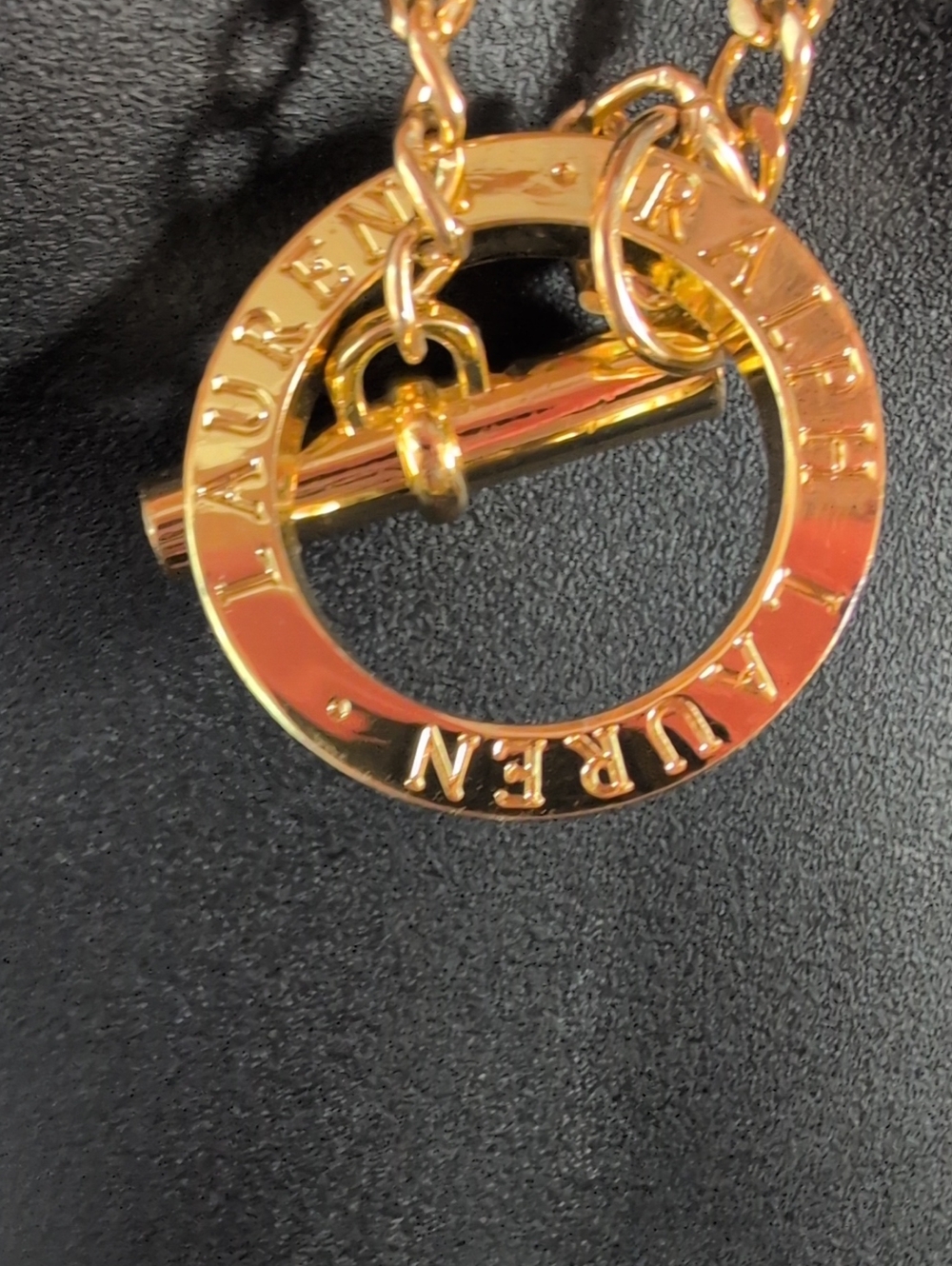 Ralph Lauren Shiny Gold Ring Toggle Necklace